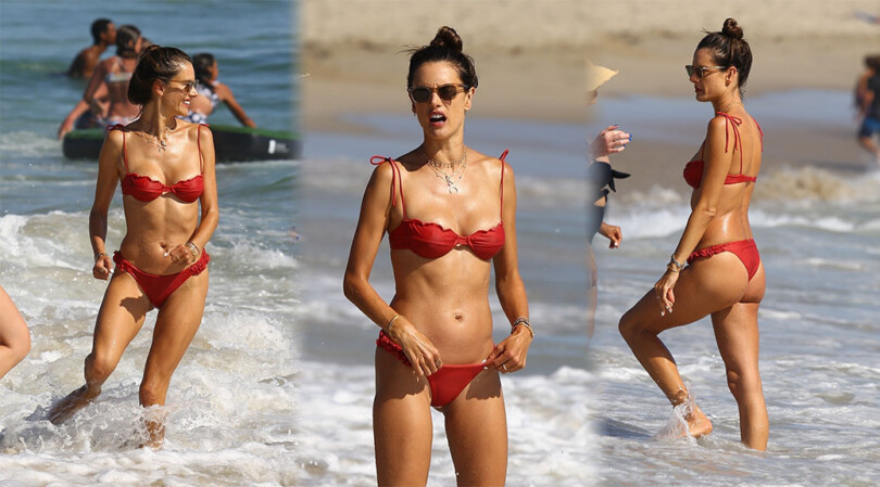 Alessandra Ambrosio – Hot Body in Revealing Bikini on the Beach in Malibu