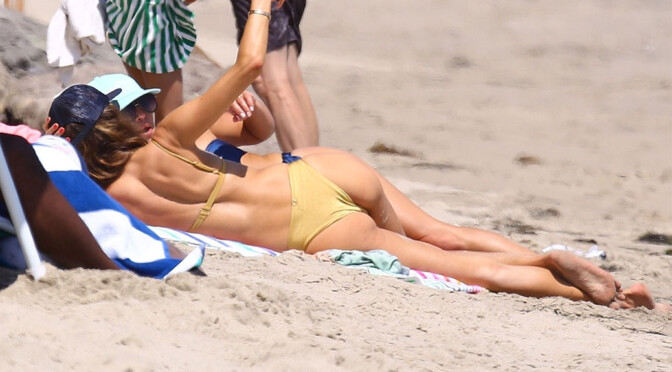 Alessandra Ambrosio – Sexy Ass in Tiny Bikini on the Beach in Malibu