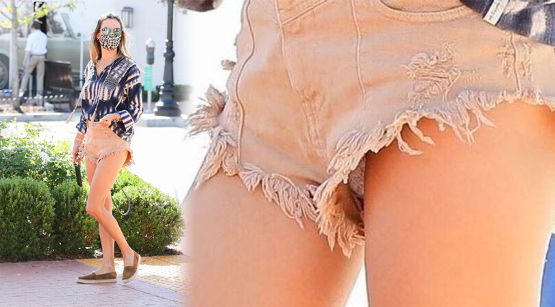 Alessandra Ambrosio – Sexy Upskirt in Denim Shorts Out in Pacific Palisades