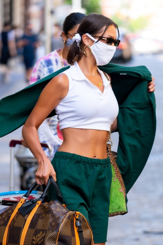 Bella Hadid Sexy Toned Body in Cropped Top