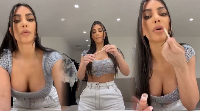 Kim Kardashian – Beautiful Big Cleavage in Sexy Video