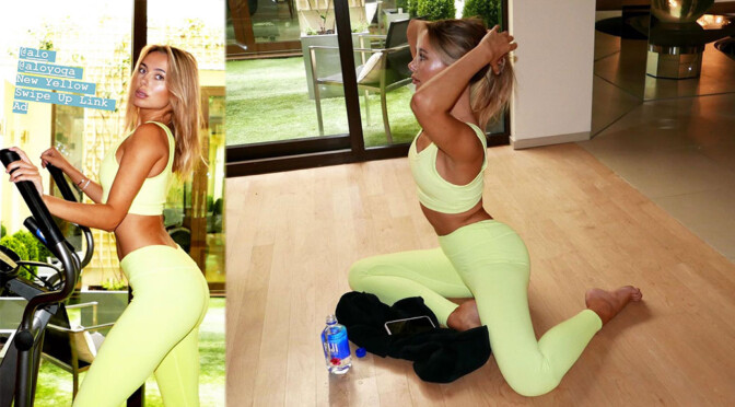 Kimberley Garner – Sexy Body in Yellow Yoga Outfit