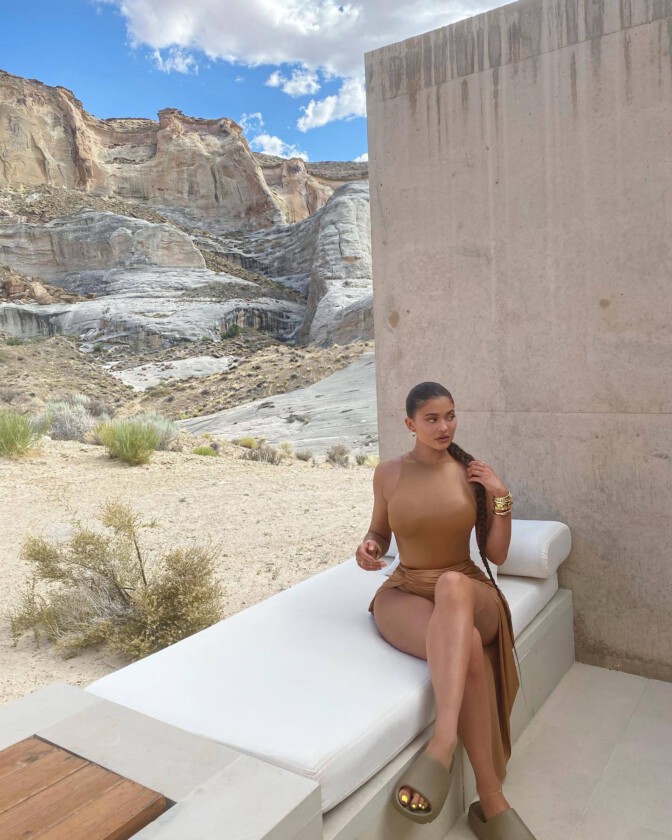 Kylie Jenner Sexy In Golden Dress
