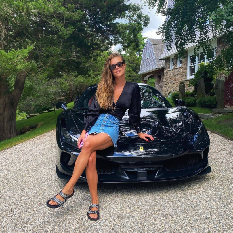 Nina Agdal Sexy Legs In Denim Mini Skirt