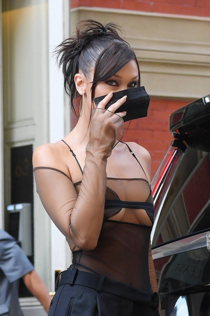 Bella Hadid Braless Sexy Top