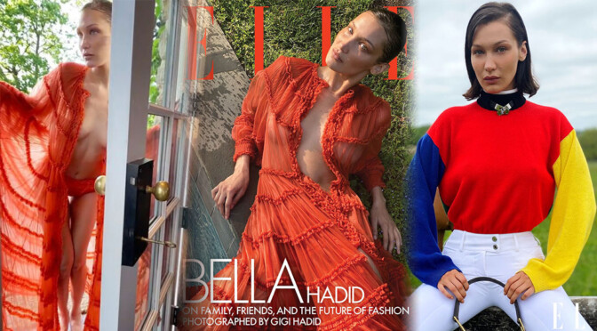 Bella Hadid – Beautiful Boobs in Braless Photoshoot for Elle Magazine (August 2020)