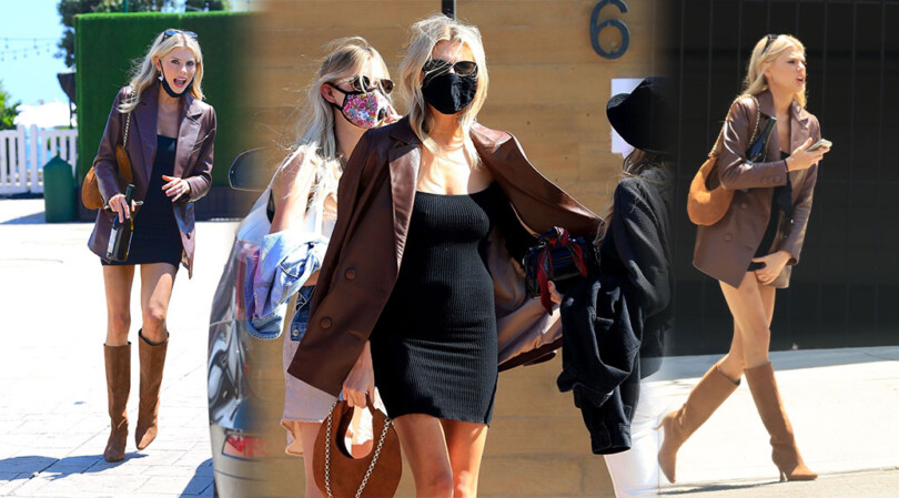 Charlotte McKinney – Sexy Legs and Pokies in Small Black Dress at Nobu in Malibu