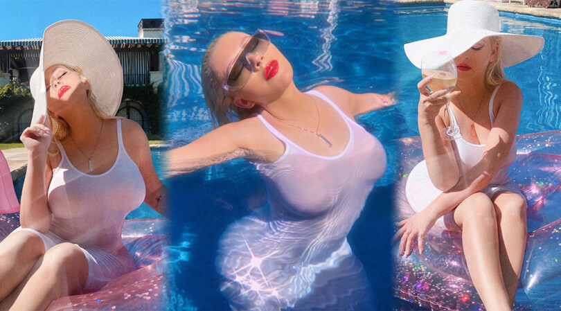 Christina Aguilera – Sexy Big Boobs in Wet T-Shirt Photoshoot