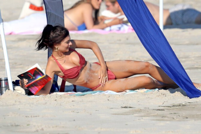 Emily Ratajkowski Sexy In Red Bikini