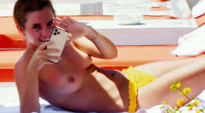 Emma Watson – Sexy Topless Boobs on Vacation in Italy (NSFW)