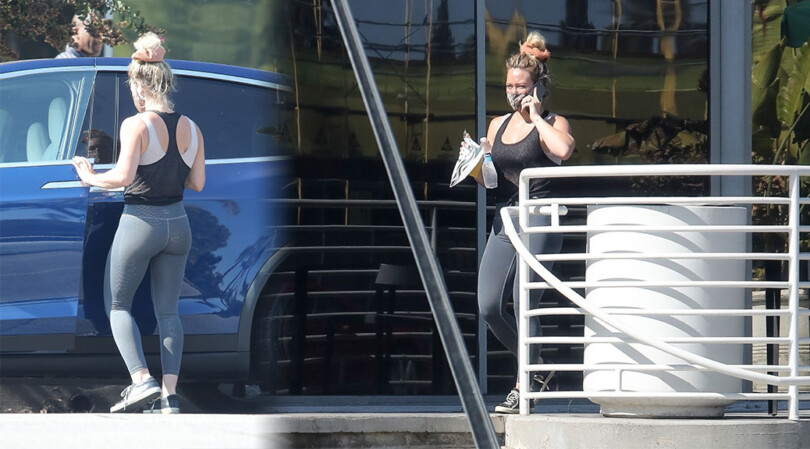 Hilary Duff – Sexy in Leggings at Starbucks in Los Angeles