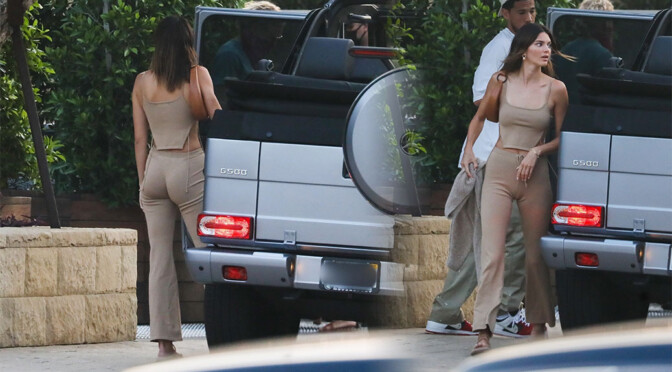 Kendall Jenner – Fantastic Ass and Camel-Toe in TIght Pants at SoHo house in Malibu