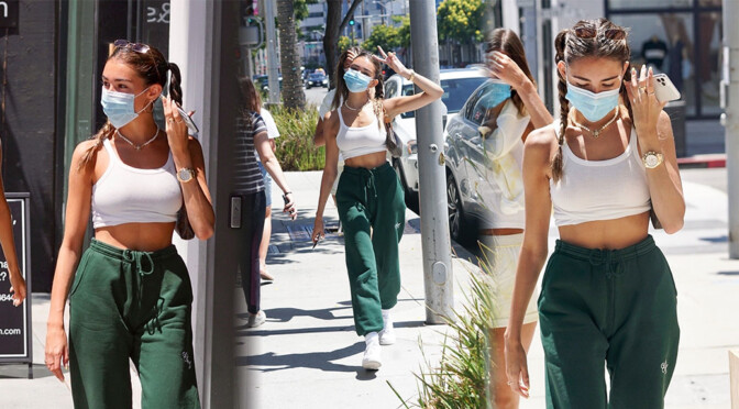 Madison Beer – Sexy Braless Boobs in Tank Top Out in Beverly Hills
