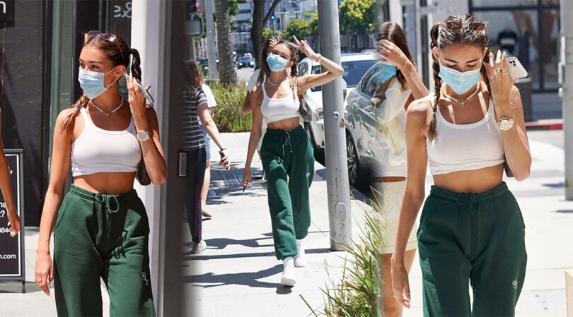 Madison Beer – Sexy Braless Boobs in Tank Top Out in Beverly Hills