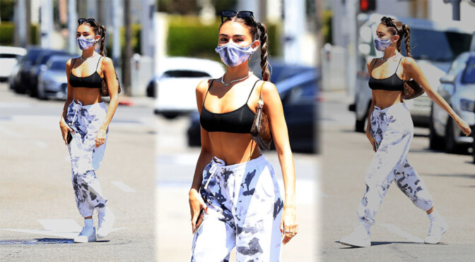 Madison Beer – Sexy Boobs in a Tiny Black top Out in Beverly Hills