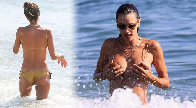 Alessandra Ambrosio – Beautiful Body in Small Bikini on the Beach in Santa Monica