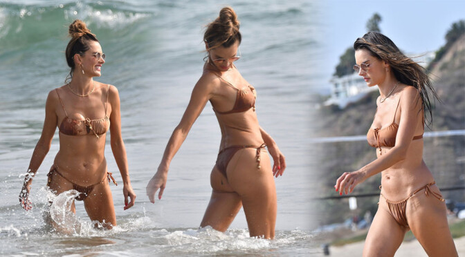 Alessandra Ambrosio – Sexy Ass in SKimpy BIkini on the Beach in Santa Monica