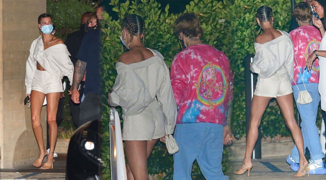 Hailey Bieber – Sexy Long Legs at Nobu in Malibu