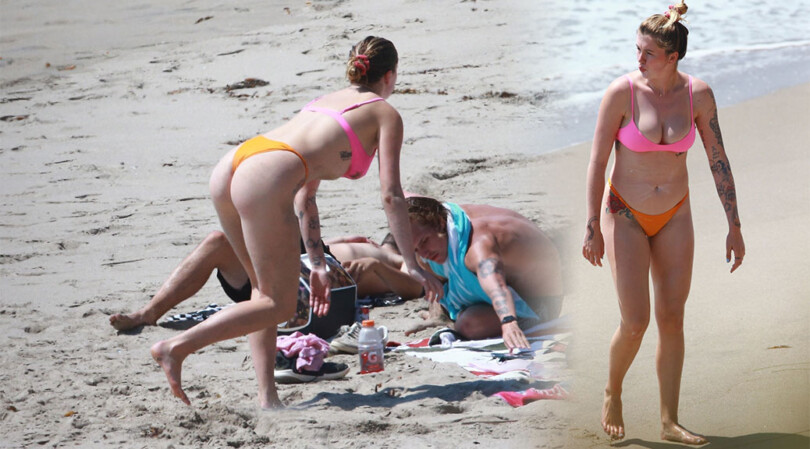 Ireland Baldwin – Beautiful Ass and Boobs in a Thong BIkini at a Beach in Malibu