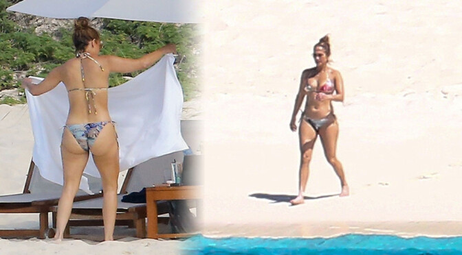 Jennifer Lopez – Hot Big Ass in Bikini at the Beach in Turks and Caicos