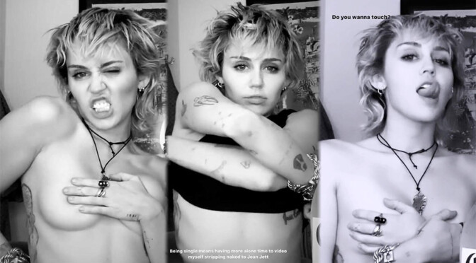 Miley Cyrus – Sexy Boobs in TOpless Instagram Video