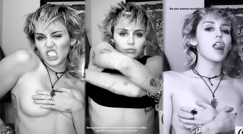 Miley Cyrus – Sexy Boobs in TOpless Instagram Video