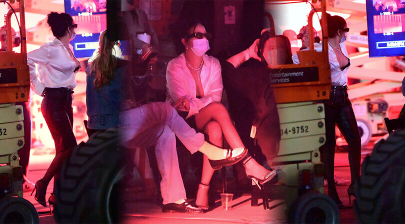 Rihanna – Beautiful Boobs in Sexy Bra on the Set of “Savage x Fenty” Show in Los Angeles