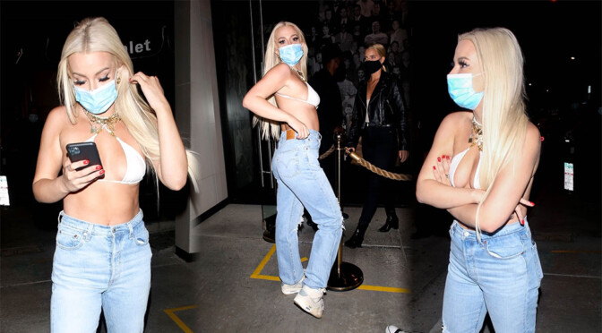 Tana Mongeau – Sexy Boobs in Tiny Top Out in West HOllywood