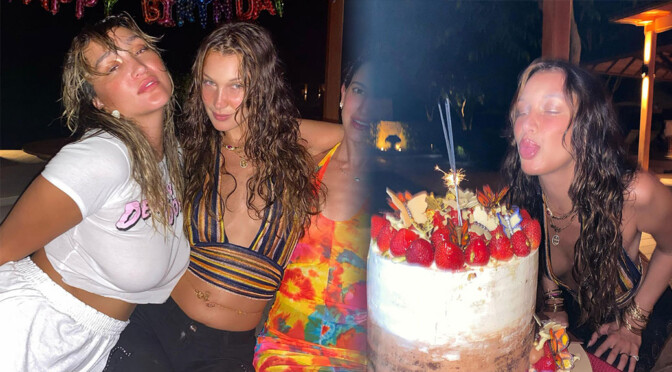 Bella Hadid – Sexy Braless Boobs at Her Birthday Party
