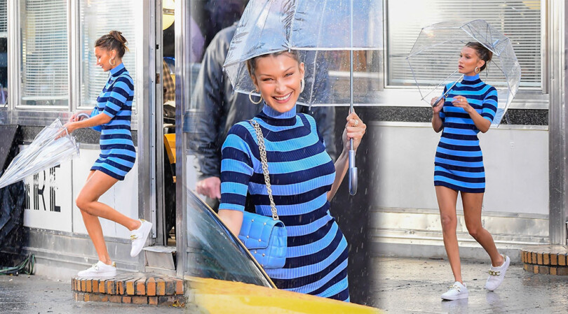 Bella Hadid – Beautiful Legs in Short Dress at Michael Kors Photoshoot in New York
