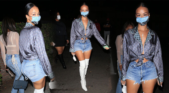 Draya Michele – Hot Body in Boots and Shorts Out in West Hollywood