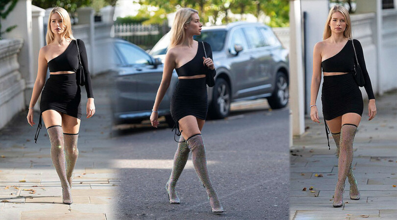 Lottie Moss – Beautiful Body in Sexy Black Dress Out in London