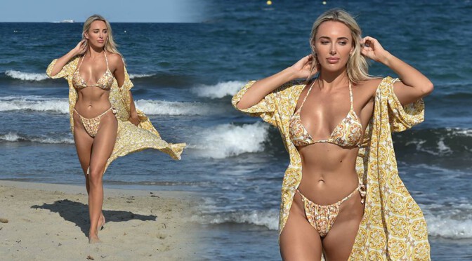 Amber Turner – Sexy Big Boobs in BIkini on the Beach in Dubai