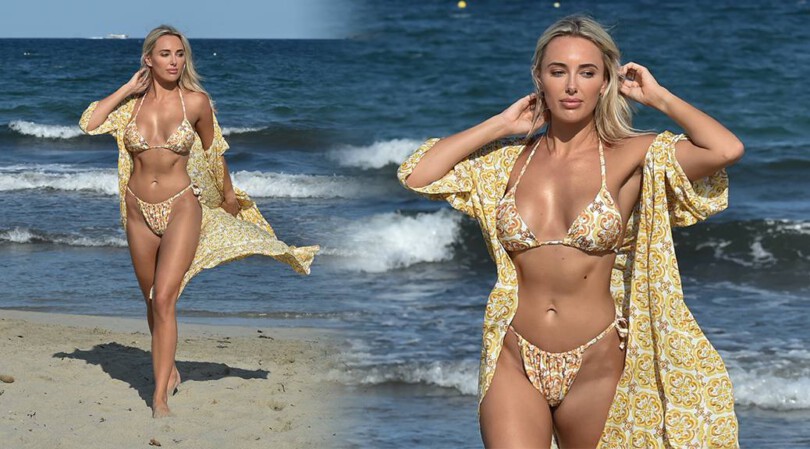Amber Turner – Sexy Big Boobs in BIkini on the Beach in Dubai