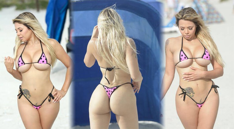 Bella Bunnie Amor – Sexy Curvy Body in Bikini at the Beach in Miami Beach