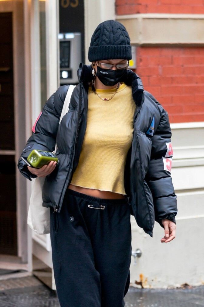 Bella Hadid Braless Boobs