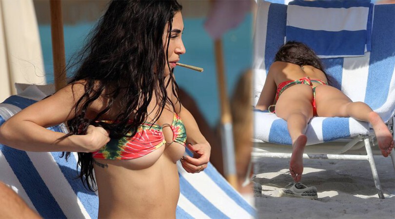Chantel Jeffries – Beautiful Boobs and Ass in a Tiny Bikini on the Beach in Miami