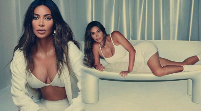 Kim Kardashian – Sexy Boobs in WestShapewear SKIMS on SSENSE Photoshoot