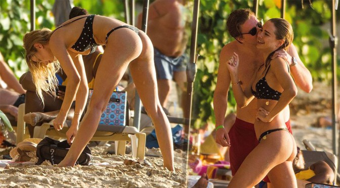 Kimberley Garner – Perfect Ass in a Thong Bikini on the Beach in Barbados