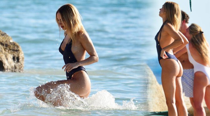 Kimberley Garner – Fantastic Ass in a Sexy Swimsuit on the Beach in Barbados