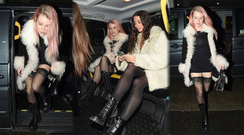 Lottie Moss – Sexy Legs in a Tiny Black Dress at Ivy Chelsea Garden in London