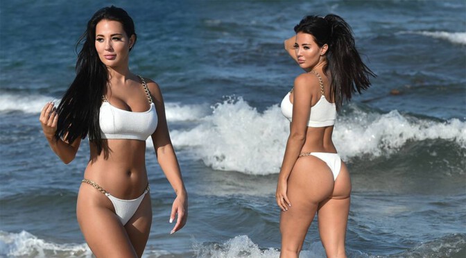 Yazmin Oukhellou – Sexy Body in a Small Bikini at a Beach in Dubai