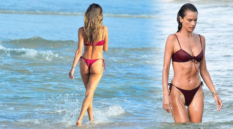 Alessandra Ambrosio – Beautiful Body in a Tiny String Bikini at the Beach in Florianopolis