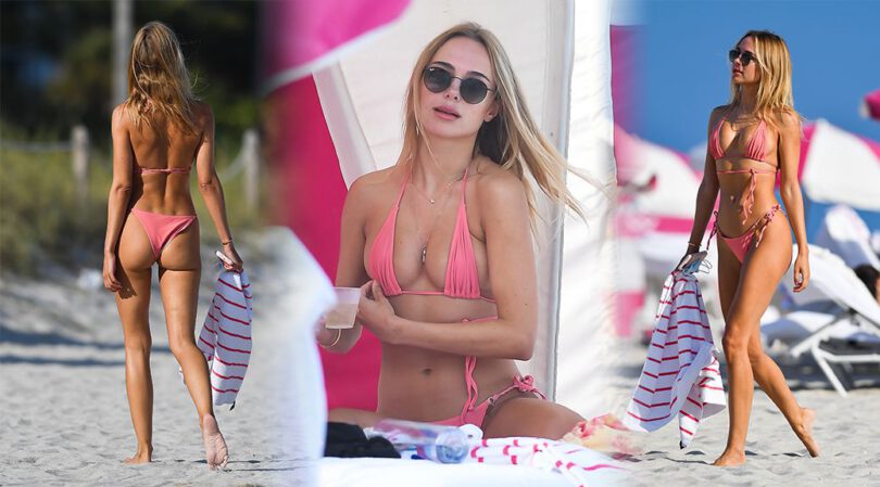 Kimberley Garner – Flawless Body in a Tiny String Bikini on the Beach in Miami