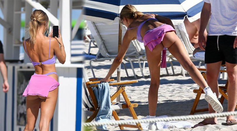 Kimberley Garner – Sensational Ass in Thong Bikini on the Beach in Miami