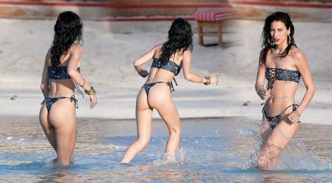 Lexy Panterra – Beautiful Ass in Thong Bikini on the Beach in St Barths