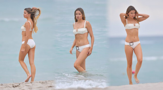 Louisa Warwick – Lovely Body in a Sexy Bikini on the Beach in Miami