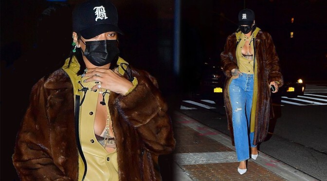 Rihanna – Beautiful Boobs in Ample Cleavage Out in New York