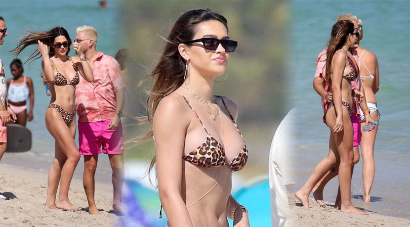 Amelia Hamlin – Gorgeous Body in Animal Print Bikini in Miami