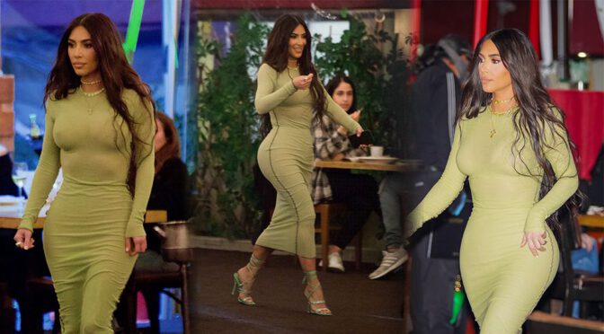 Kim Kardashian – Sexy Curvy Body in Tight Dress Out in Beverly Hills